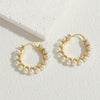 1 Pair Elegant Luxurious Round Copper Plating Inlay Pearl 14k Gold Plated Hoop Earrings