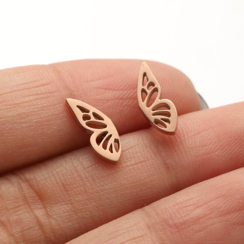 1 Pair Simple Style Butterfly Plating Hollow Out Stainless Steel Ear Studs