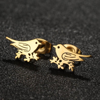 1 Pair Lady Animal Stainless Steel Irregular Plating Ear Studs