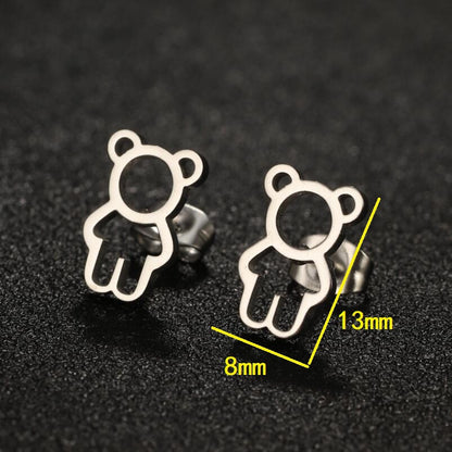 1 Pair Lady Heart Shape Butterfly Stainless Steel Irregular Plating Ear Studs