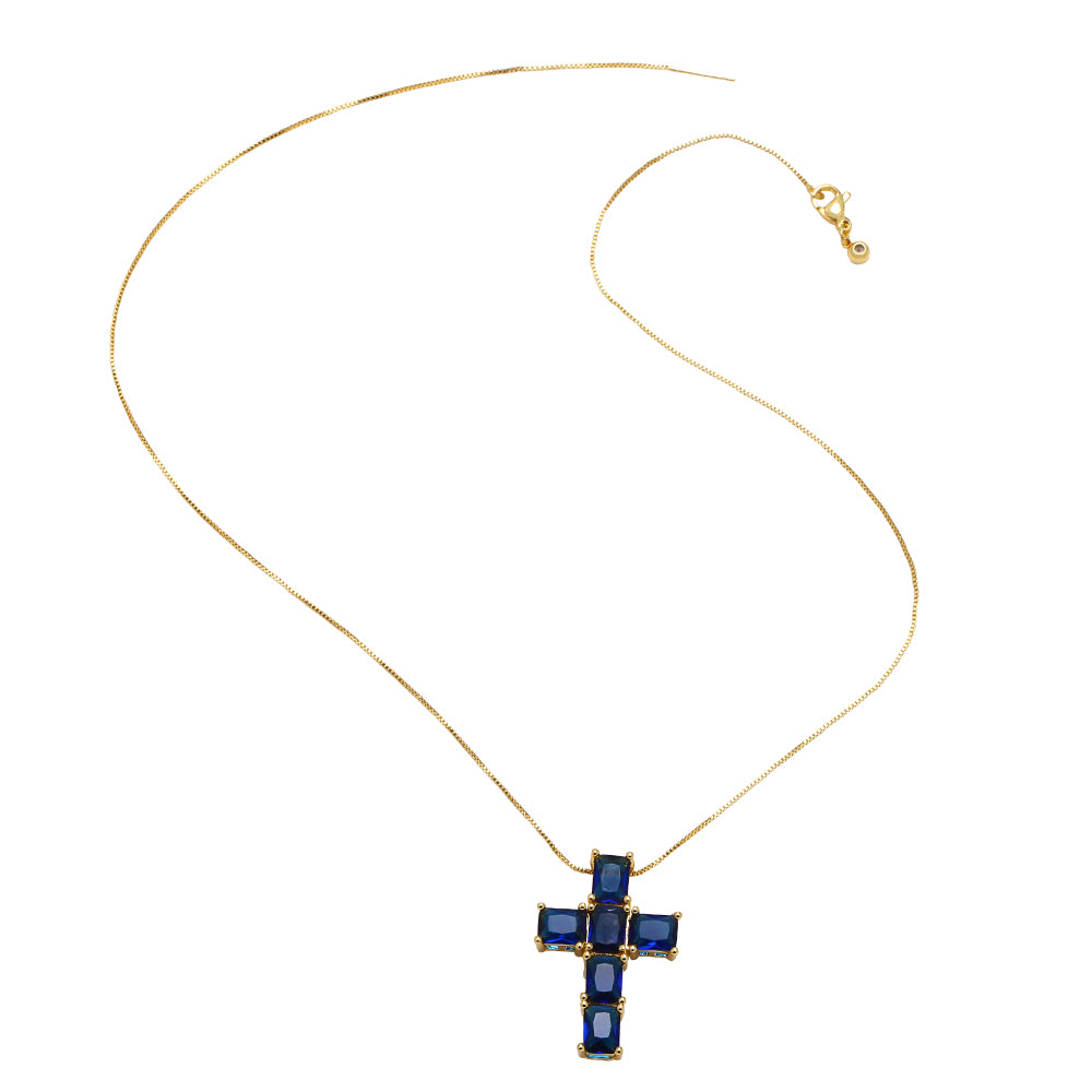 Retro Simple Style Cross Stainless Steel Copper Plating Inlay Zircon 18k Gold Plated Pendant Necklace