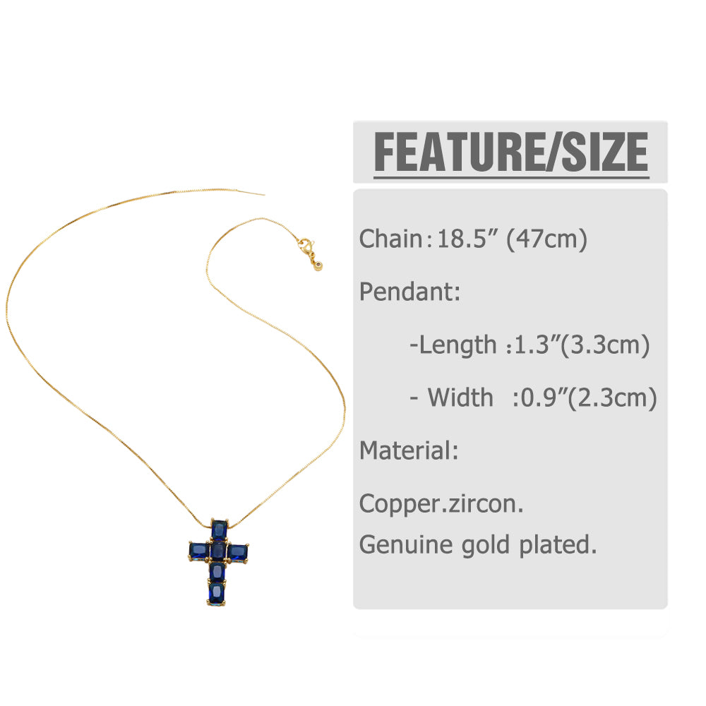 Retro Simple Style Cross Stainless Steel Copper Plating Inlay Zircon 18k Gold Plated Pendant Necklace