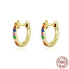 1 Pair Simple Style Solid Color Sterling Silver Plating Inlay Zircon Hoop Earrings