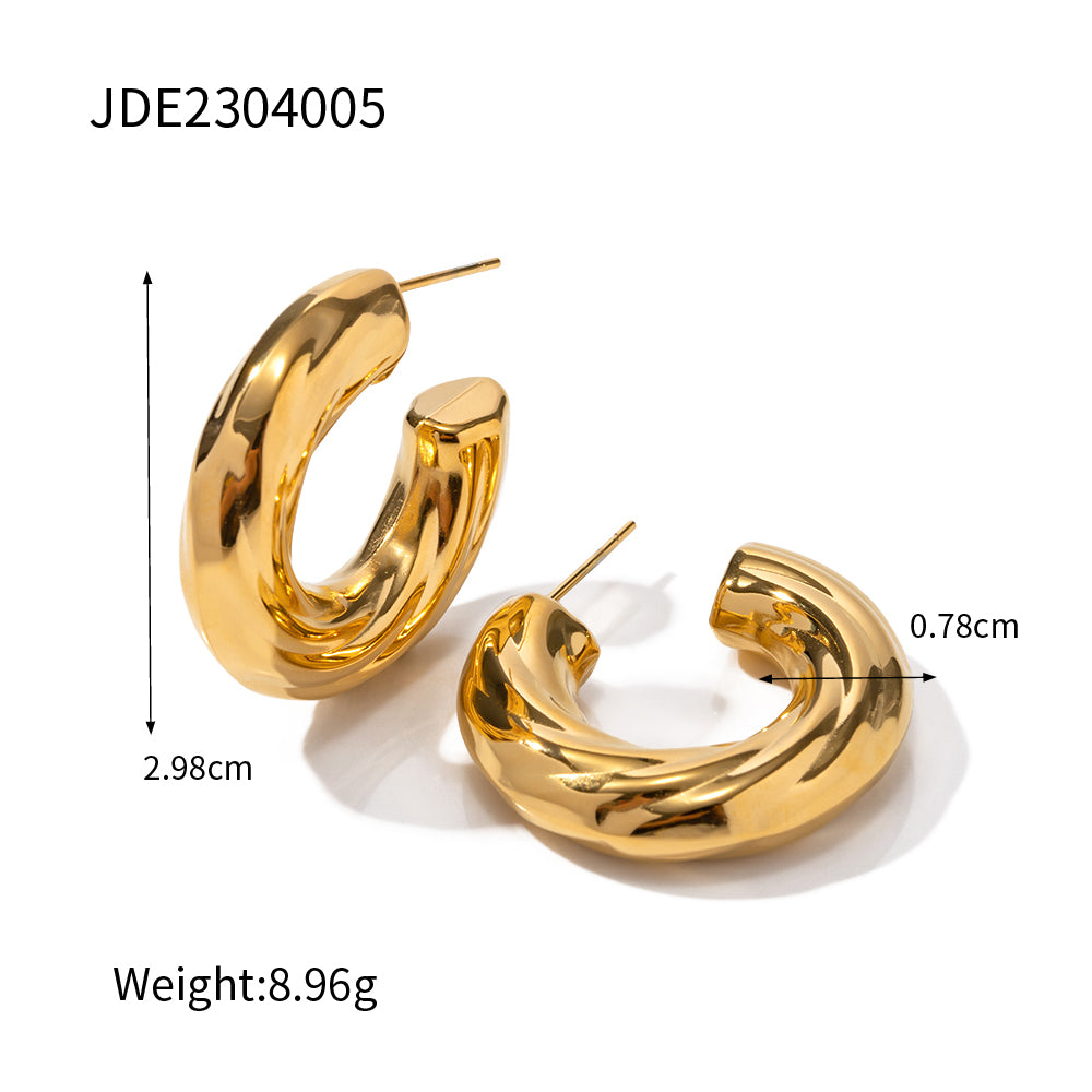 1 Pair Ig Style C Shape Plating Stainless Steel 18k Gold Plated Ear Studs