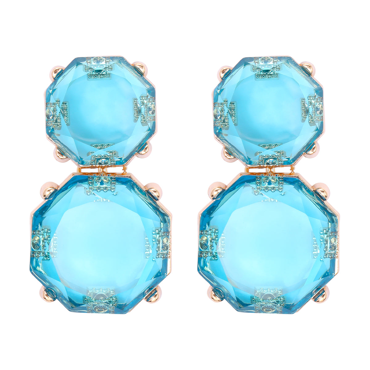 1 Pair Ig Style Round Inlay Alloy Resin Drop Earrings