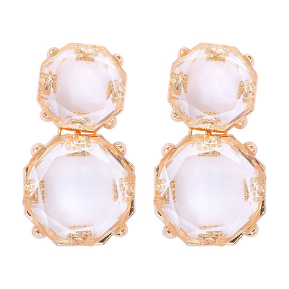 1 Pair Ig Style Round Inlay Alloy Resin Drop Earrings