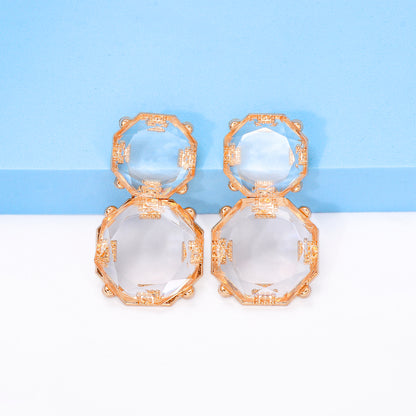 1 Pair Ig Style Round Inlay Alloy Resin Drop Earrings