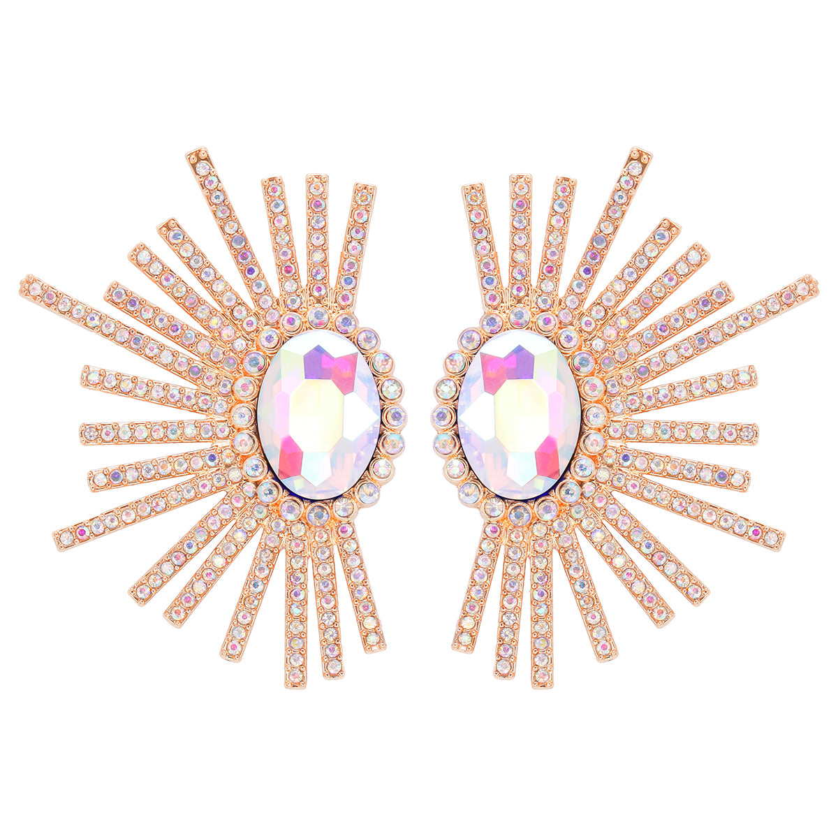 Shiny Geometric Alloy Inlay Rhinestones Glass Stone Women's Ear Studs