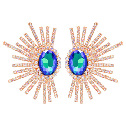 Shiny Geometric Alloy Inlay Rhinestones Glass Stone Women's Ear Studs