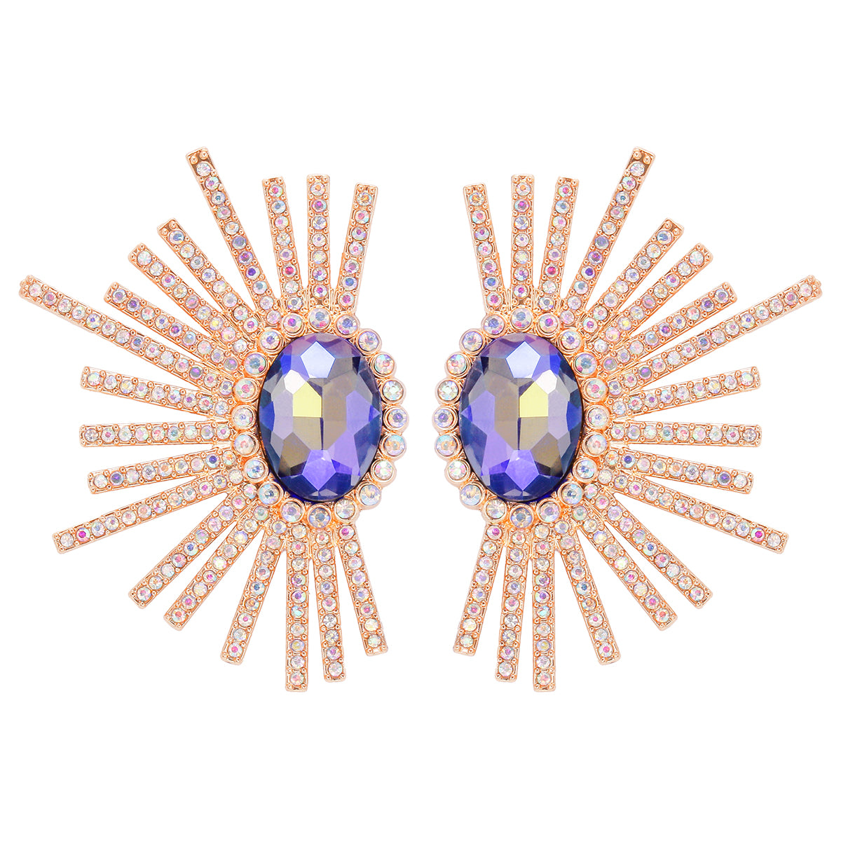 Shiny Geometric Alloy Inlay Rhinestones Glass Stone Women's Ear Studs