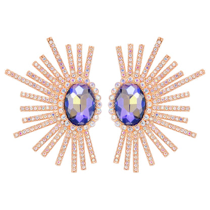 Shiny Geometric Alloy Inlay Rhinestones Glass Stone Women's Ear Studs