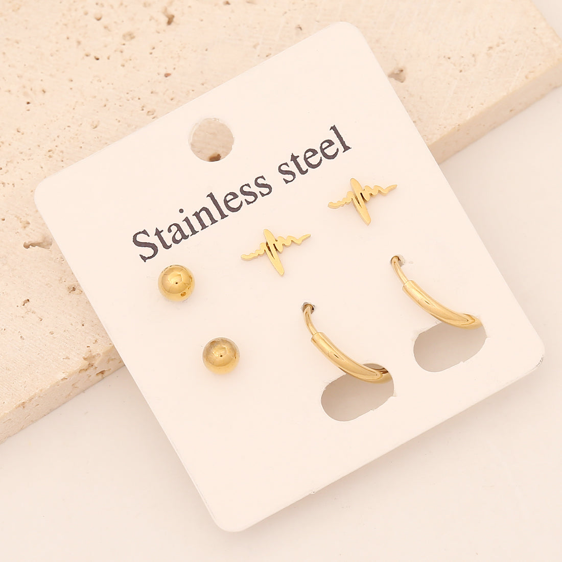 1 Set Commute Star Heart Shape Plating Stainless Steel Gold Plated Earrings Ear Studs