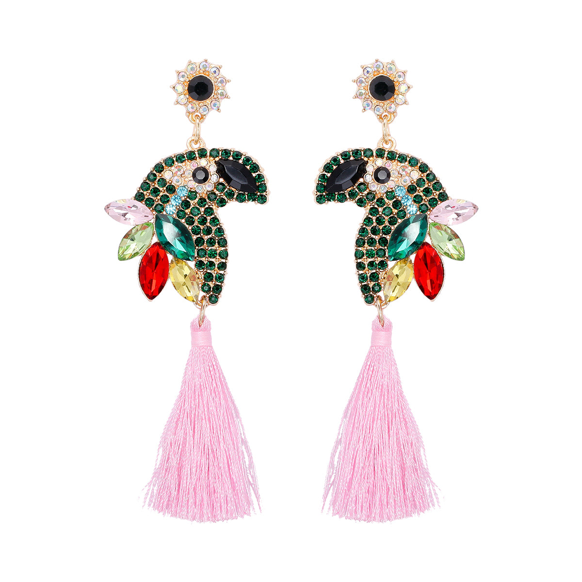 Ig Style Parrot Alloy Inlay Rhinestones Women's Drop Earrings