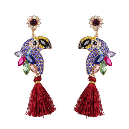 Ig Style Parrot Alloy Inlay Rhinestones Women's Drop Earrings