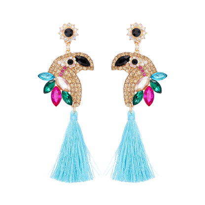 Ig Style Parrot Alloy Inlay Rhinestones Women's Drop Earrings