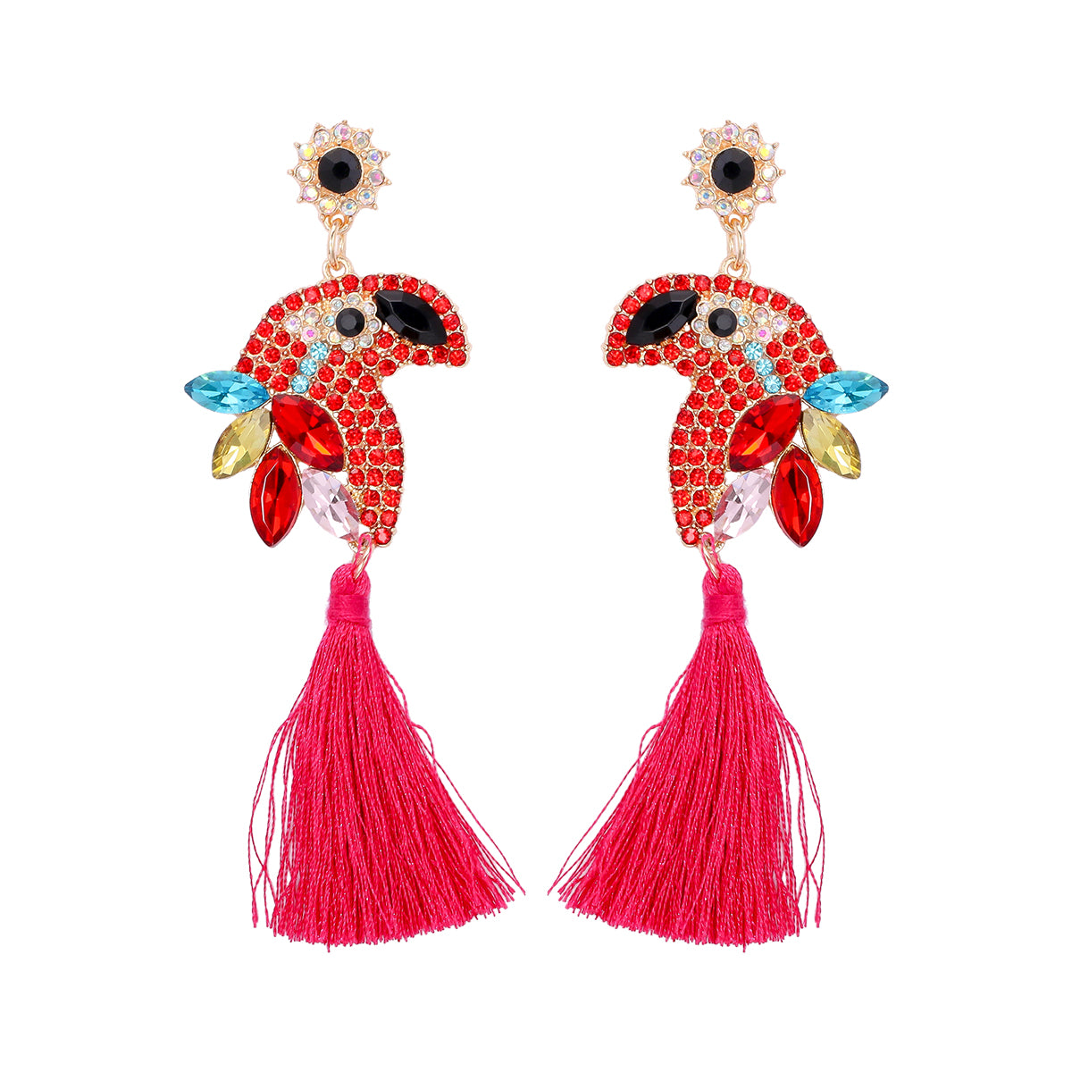 Ig Style Parrot Alloy Inlay Rhinestones Women's Drop Earrings