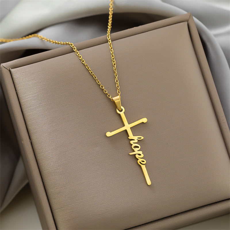 Simple Style Cross Letter Titanium Steel Plating Pendant Necklace