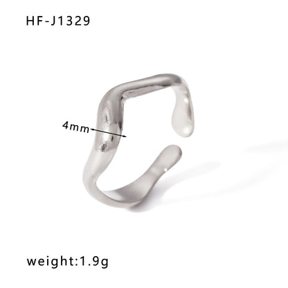 Ig Style Simple Style Heart Shape Solid Color Snake Stainless Steel Plating Hollow Out Open Ring