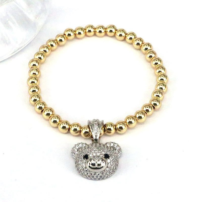 Elegant Hip-hop Simple Style Bear Copper Plating Inlay Zircon Gold Plated Bracelets