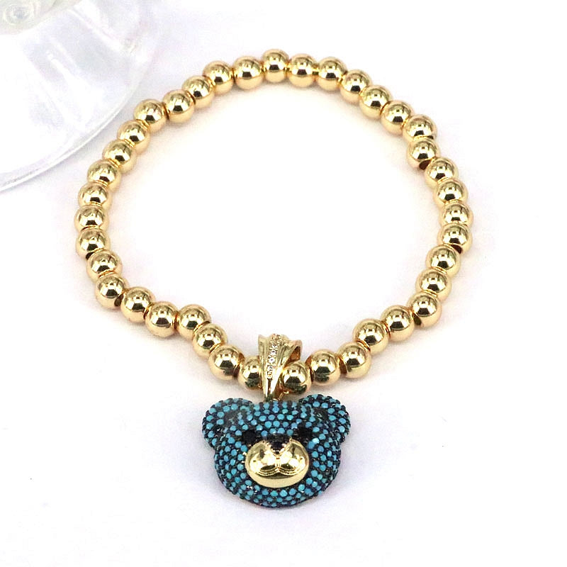 Elegant Hip-hop Simple Style Bear Copper Plating Inlay Zircon Gold Plated Bracelets