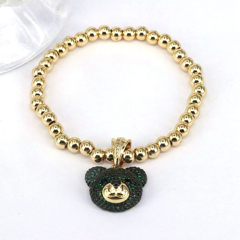 Elegant Hip-hop Simple Style Bear Copper Plating Inlay Zircon Gold Plated Bracelets