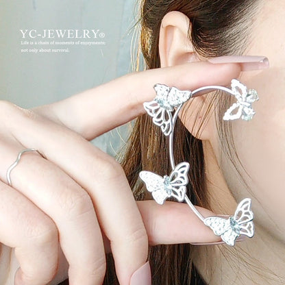 Wholesale Jewelry Simple Style Butterfly Alloy Artificial Gemstones Plating Inlay Ear Clips