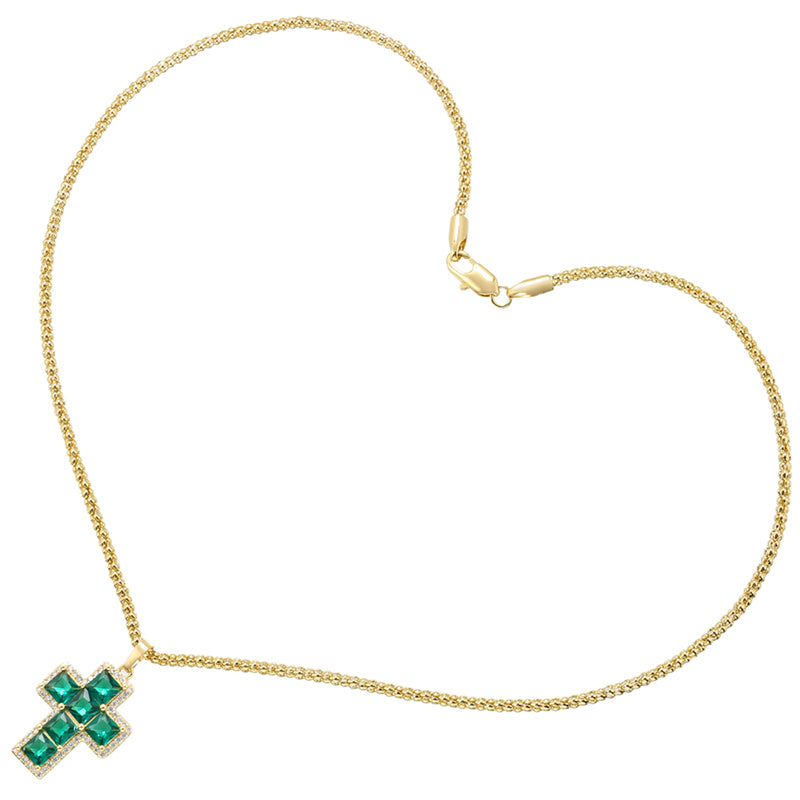 Glam Streetwear Cross Copper Plating Inlay Zircon 18k Gold Plated Pendant Necklace