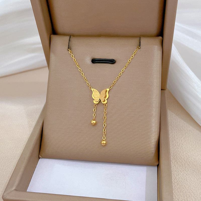 Casual Butterfly Titanium Steel Plating Gold Plated Pendant Necklace