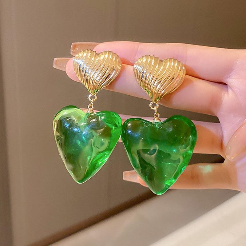 Retro Classic Style Heart Shape Alloy Plating Inlay Artificial Gemstones Women's Drop Earrings