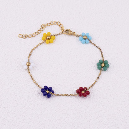 Sweet Flower Titanium Steel Bracelets Necklace