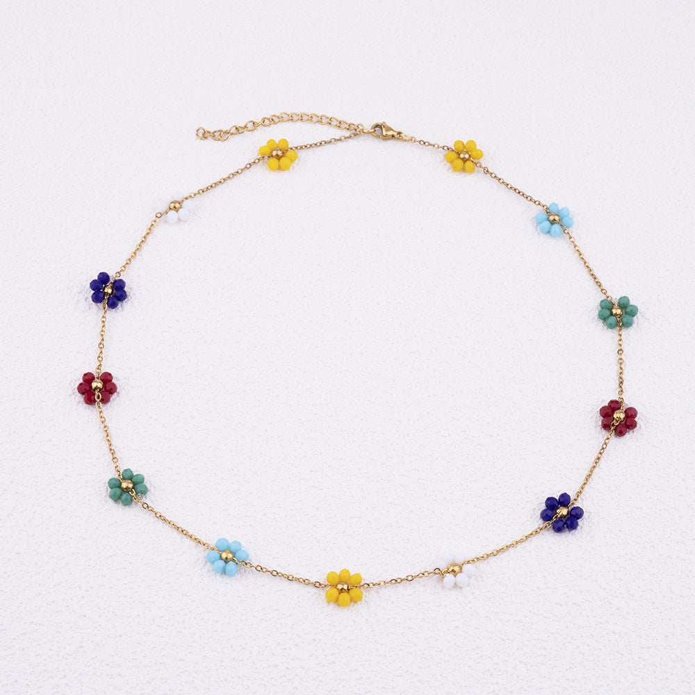 Sweet Flower Titanium Steel Bracelets Necklace