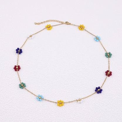 Sweet Flower Titanium Steel Bracelets Necklace