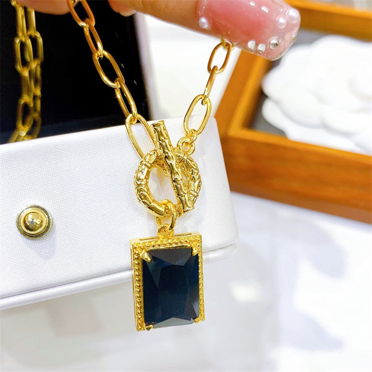 Simple Style Commute Square Copper Inlay Zircon Gold Plated Pendant Necklace