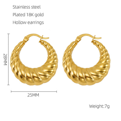 1 Pair Retro Solid Color Plating Stainless Steel 18k Gold Plated Earrings