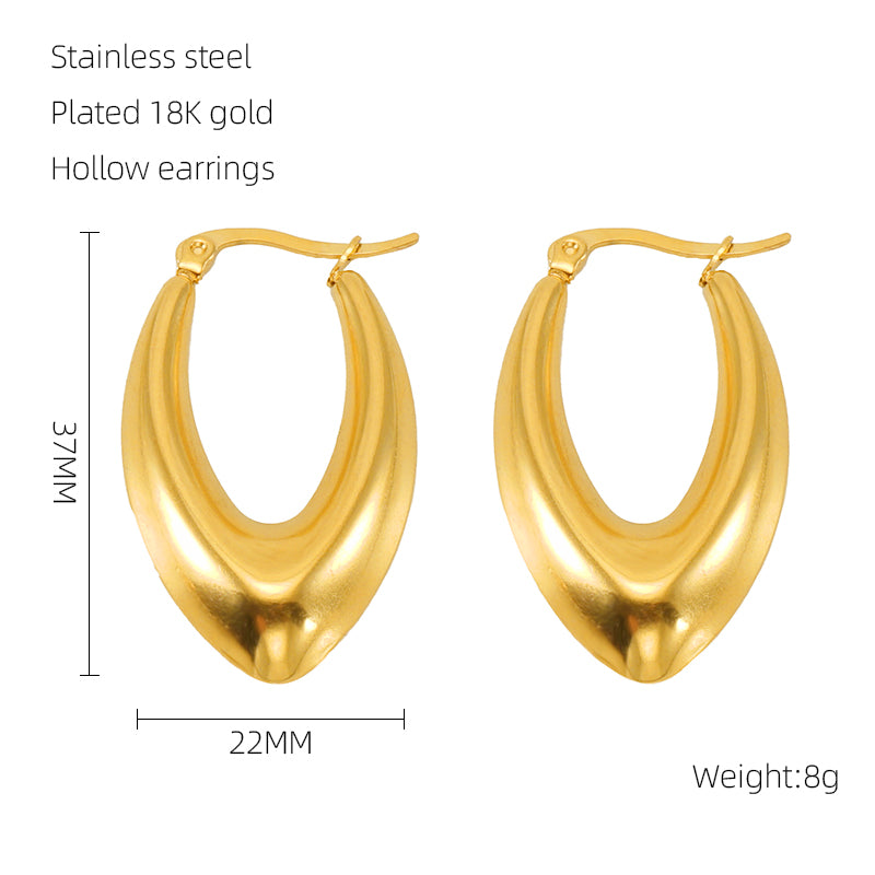 1 Pair Retro Solid Color Plating Stainless Steel 18k Gold Plated Earrings