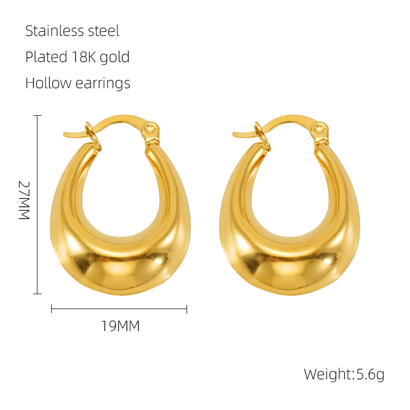 1 Pair Retro Solid Color Plating Stainless Steel 18k Gold Plated Earrings