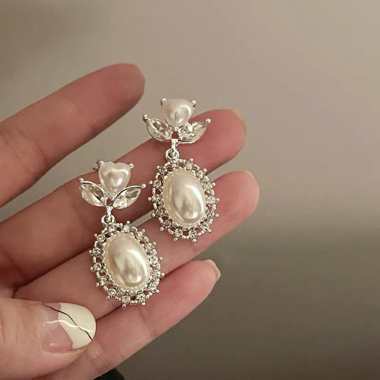 Simple Style Flower Alloy Inlay Pearl Women's Drop Earrings