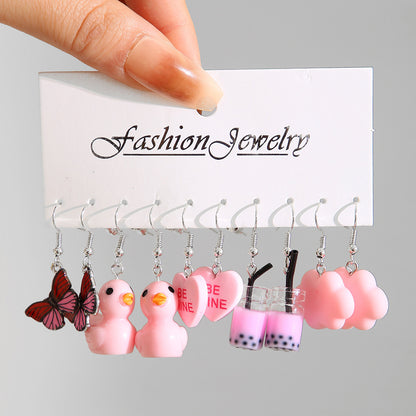 1 Set Simple Style Butterfly Inlay Alloy Pearl Earrings