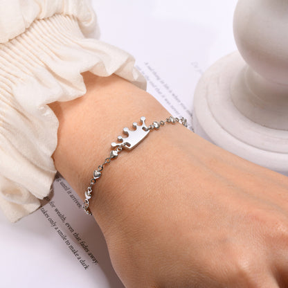 Simple Style Crown Stainless Steel Patchwork 18k Gold Plated Bracelets