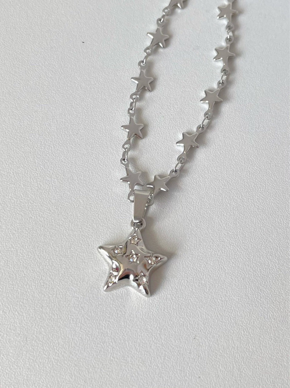 Y2k Simple Style Star Titanium Steel Patchwork Pendant Necklace