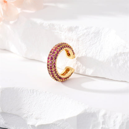 1 Piece Simple Style C Shape Plating Inlay Copper Zircon Gold Plated Ear Clips