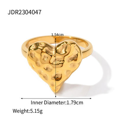 Simple Style Heart Shape Stainless Steel Plating Titanium Steel 18k Gold Plated Rings