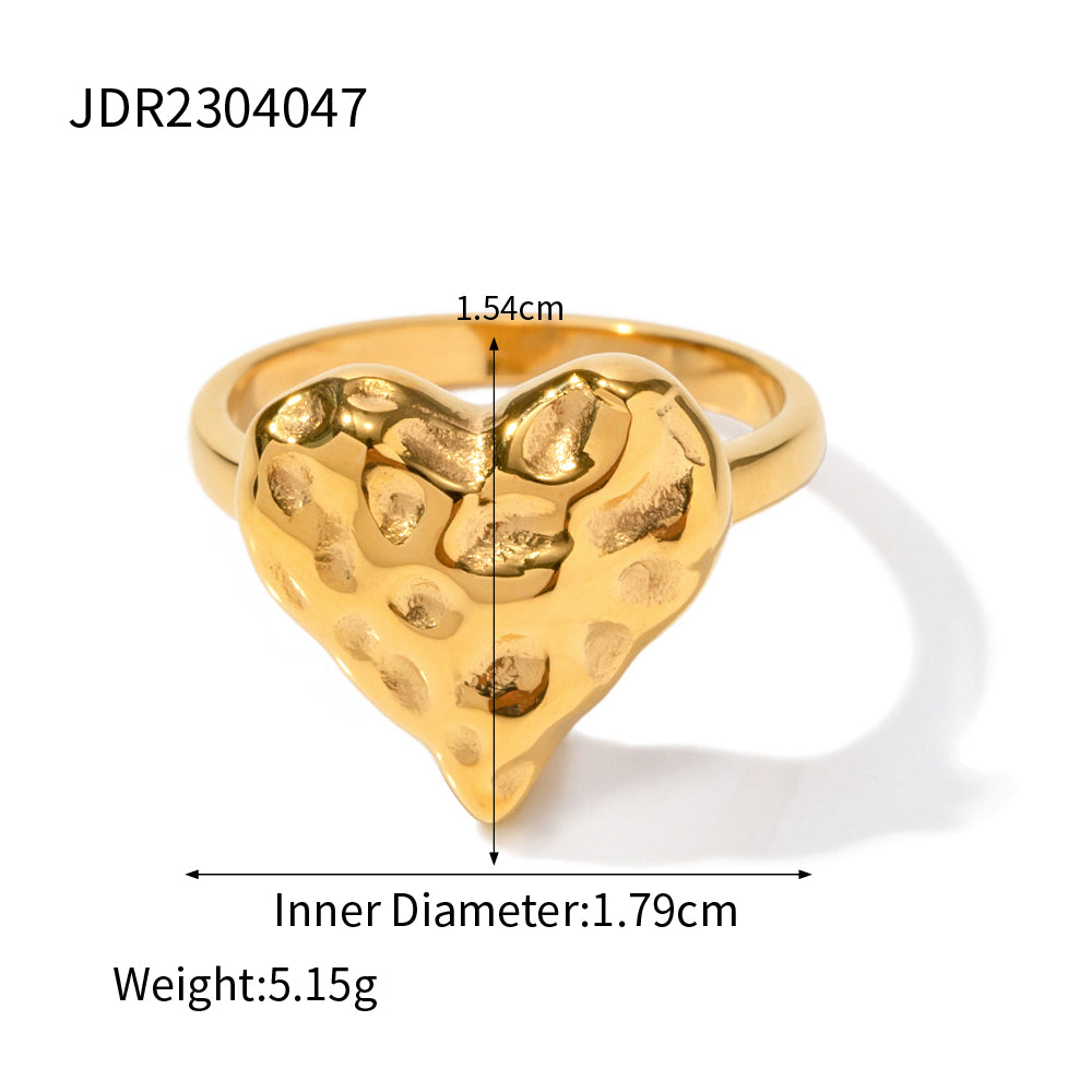 Simple Style Heart Shape Stainless Steel Plating Titanium Steel 18k Gold Plated Rings