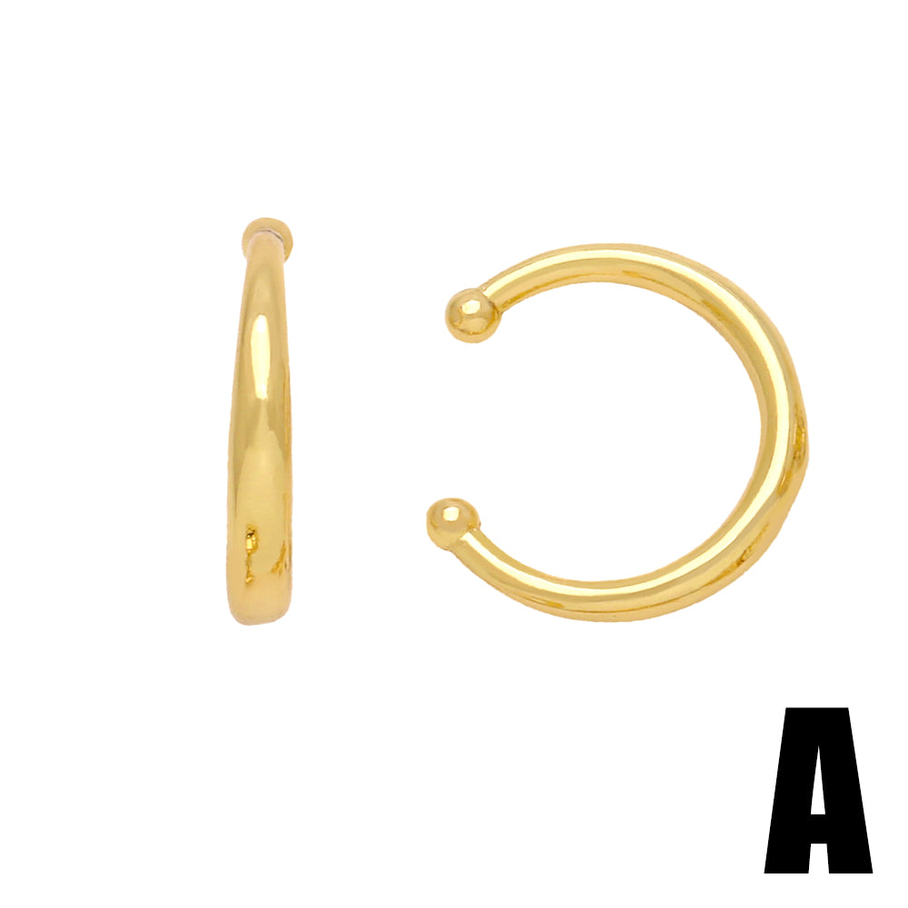 1 Pair Simple Style C Shape Plating Copper 18k Gold Plated Ear Clips