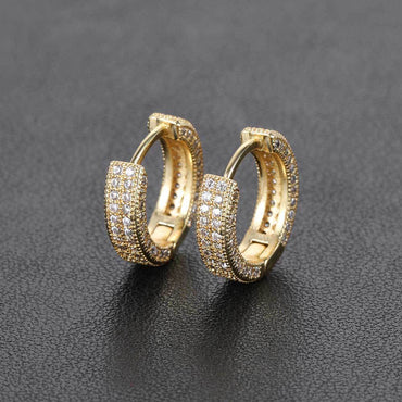 1 Pair Hip-hop Simple Style Round Solid Color Inlay Copper Zircon Hoop Earrings