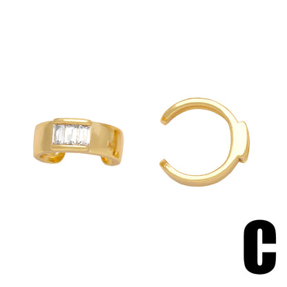 1 Pair Simple Style Shiny C Shape Plating Inlay Copper Zircon 18k Gold Plated Ear Clips