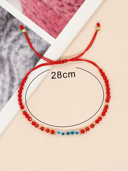 Simple Style Streetwear Devil's Eye Artificial Crystal Glass Rope Beaded Unisex Bracelets