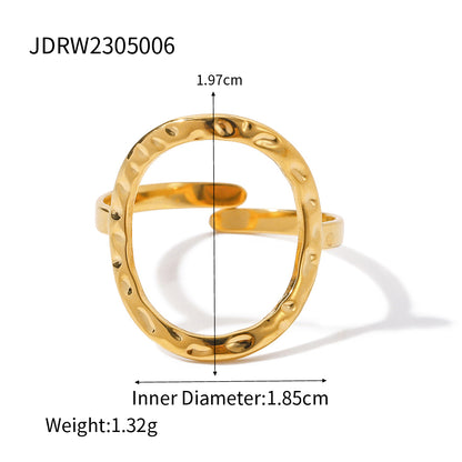 Simple Style Oval Stainless Steel Plating Hollow Out 18k Gold Plated Rings