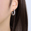 1 Pair Simple Style Shiny C Shape Plating Inlay Titanium Steel Artificial Pearls Rhinestones 18k Gold Plated Ear Studs