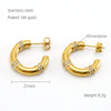 1 Pair Elegant Glam Shiny C Shape Plating Inlay Stainless Steel Pearl Zircon 18k Gold Plated Ear Studs